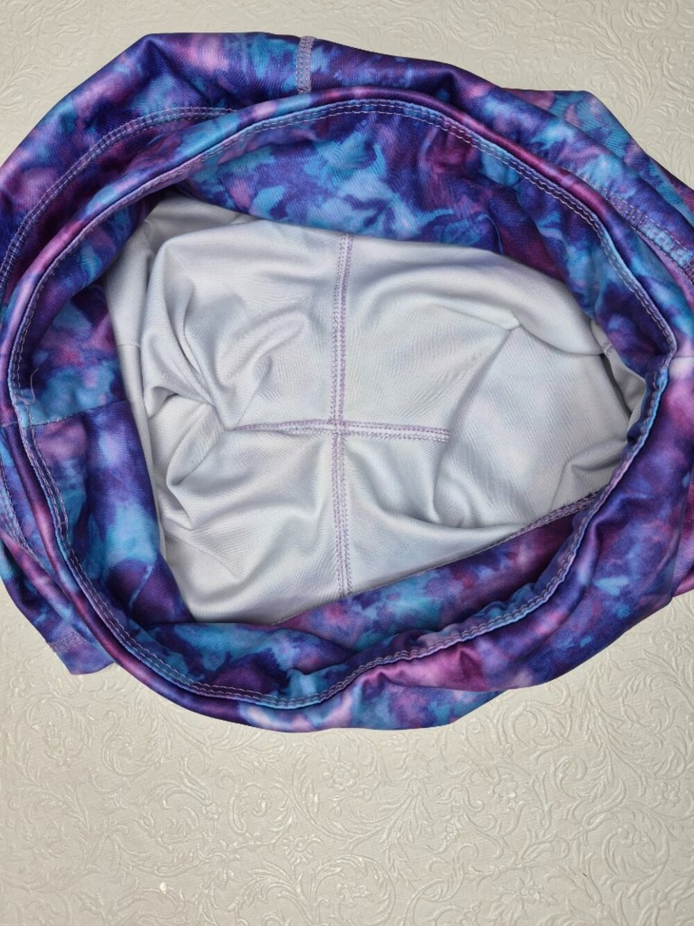 Daisy Fuentes Fit Women M Stretchy Tie Dye Purple Blue Biker Fitness Shorts READ - Picture 6 of 10